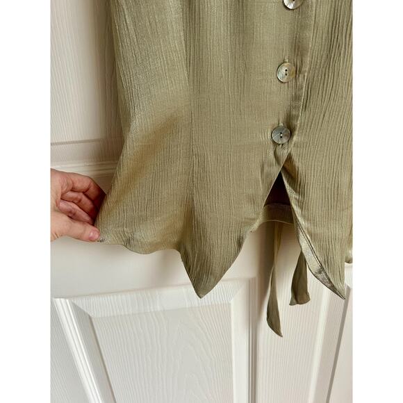 90's Light Green 100% Rayon Women's Vest Size Medium | Grunge Minimalist Style - Picture 4 of 15